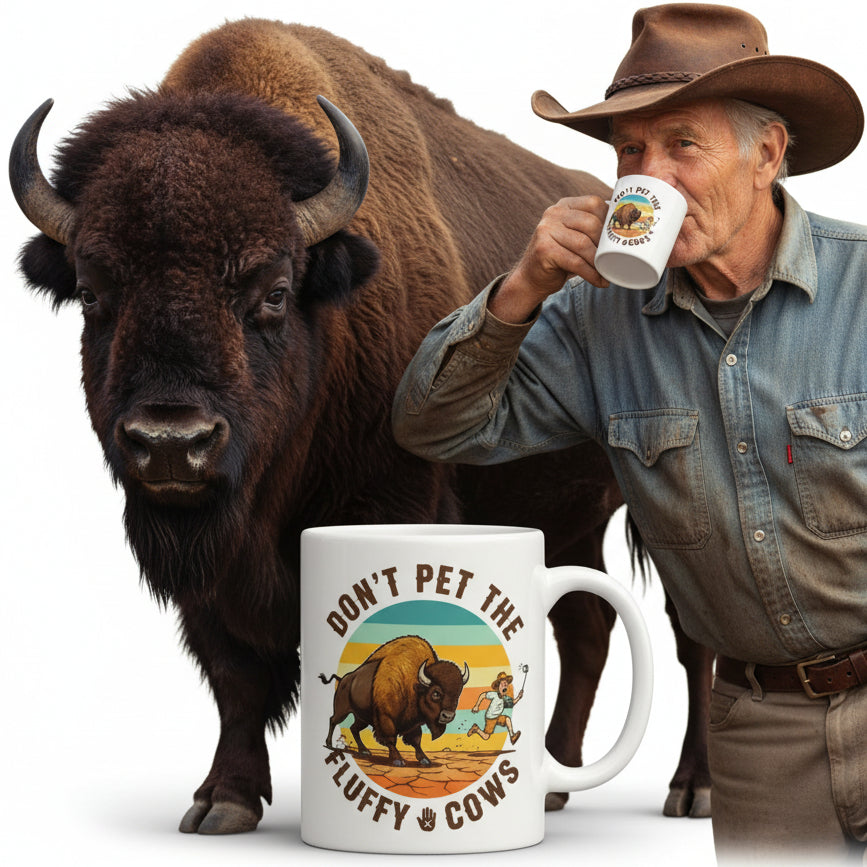 Don't pet the Fluffy Cows Sticker 3in x 3in Buffalo Yellowstone Wyoming UV