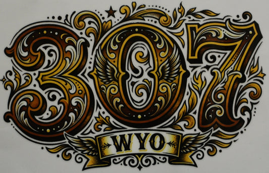 Decorative number '307' with ornate designs and 'WYO' text