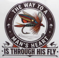 The way to a mans heart Sticker 3 in x 3 in fly fishing