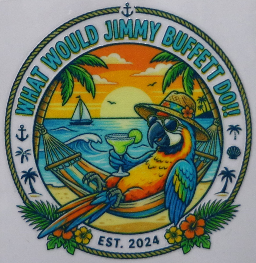 Jimmy Buffett Parrothead Sticker | 3" Round UV DTF Tumbler Decal