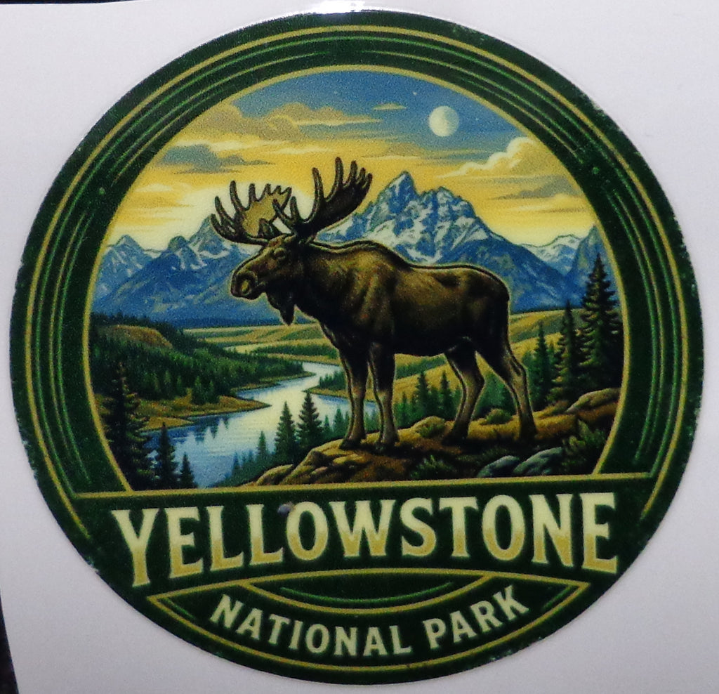 Yellowstone National Park Moose Sticker (3 inch Round) – UV Water-Resistant Decal