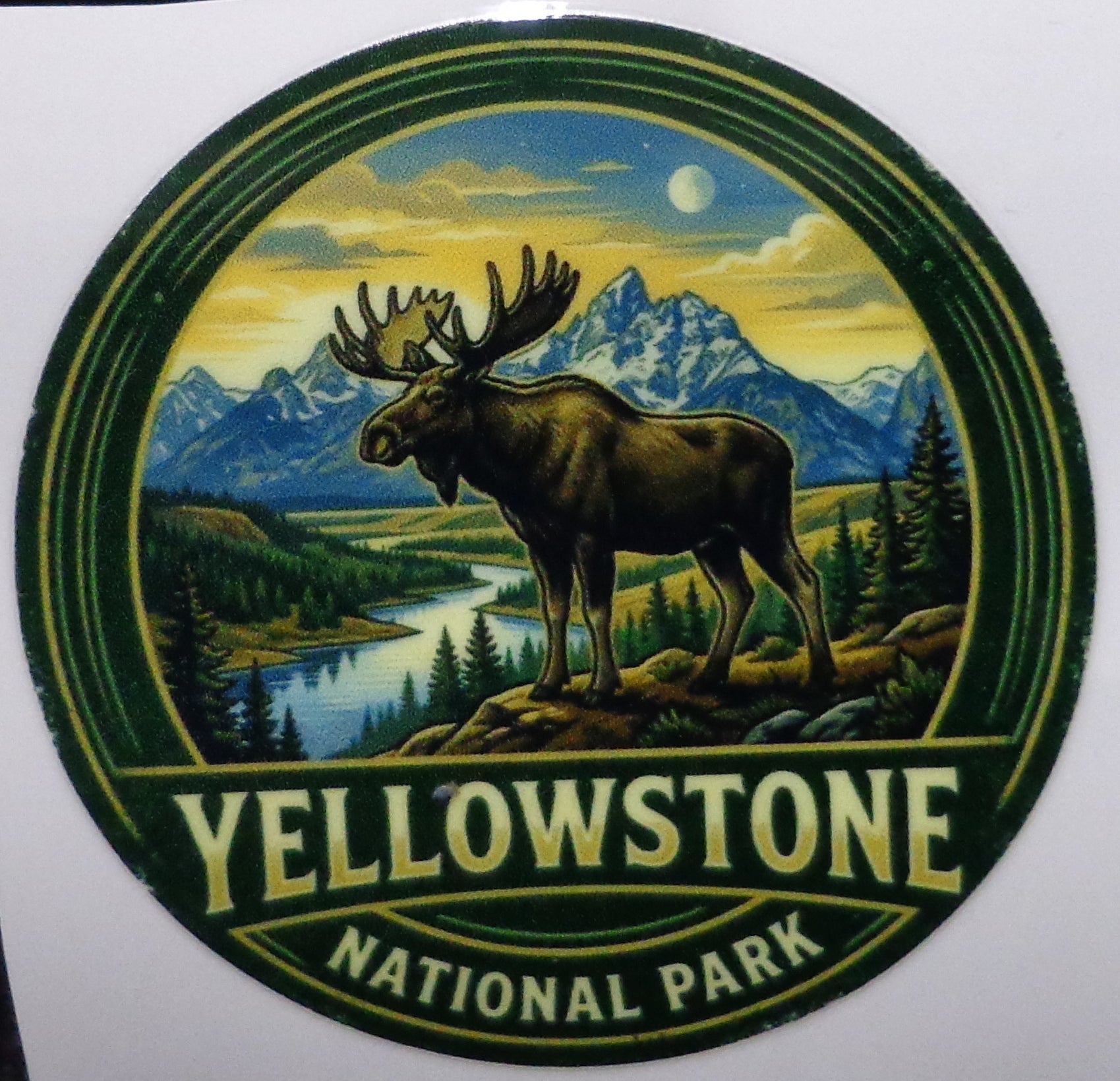 Yellowstone National Park Moose Sticker (3 inch Round) – UV Water-Resistant Decal