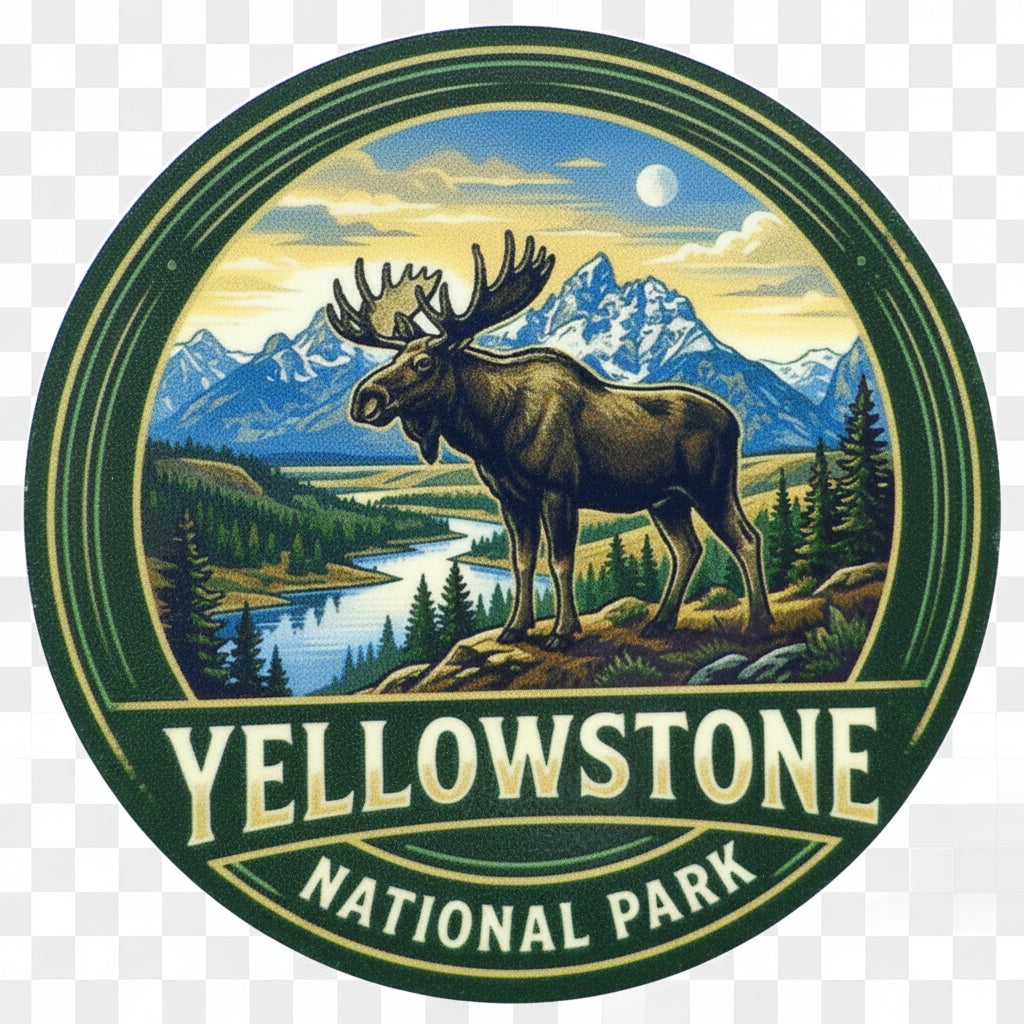 Yellowstone National Park Moose UV resistant sticker 3 inch round tumbler decal