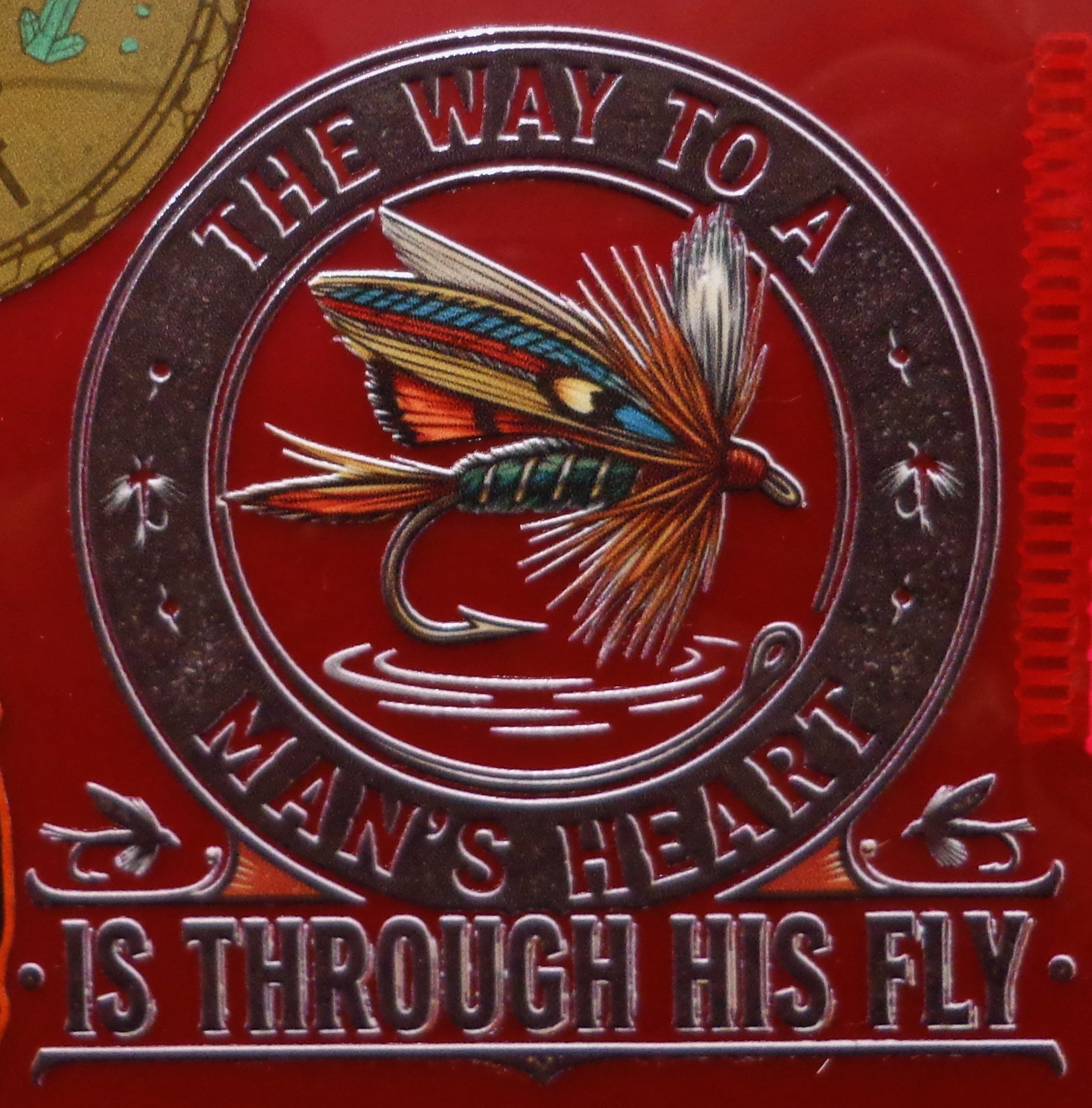 The way to a mans heart Sticker 3 in x 3 in fly fishing