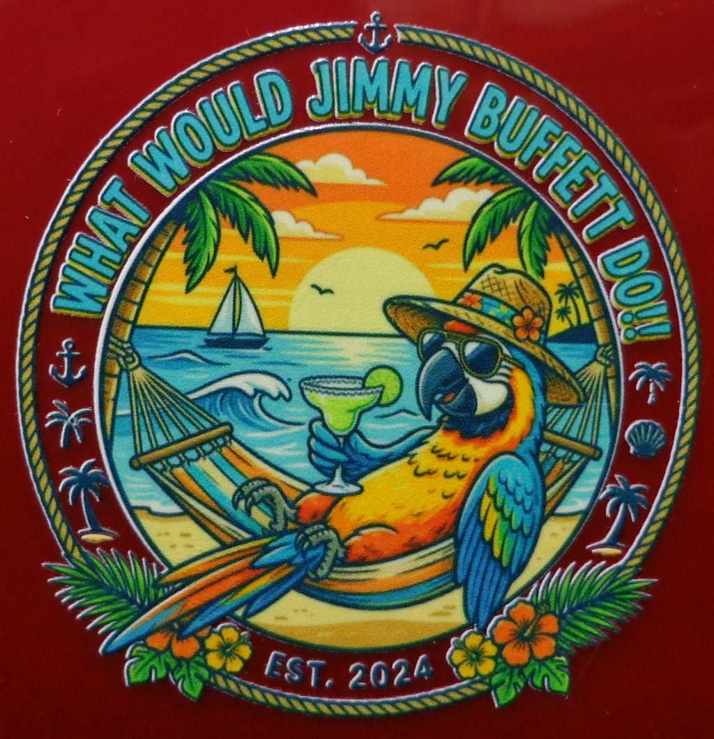 Jimmy Buffett Parrothead Sticker | 3" Round UV DTF Tumbler Decal