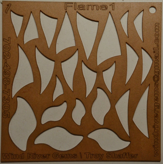 Cabochon Template - Number 1 - Flame 1 - Clear Acrylic - Lapidary