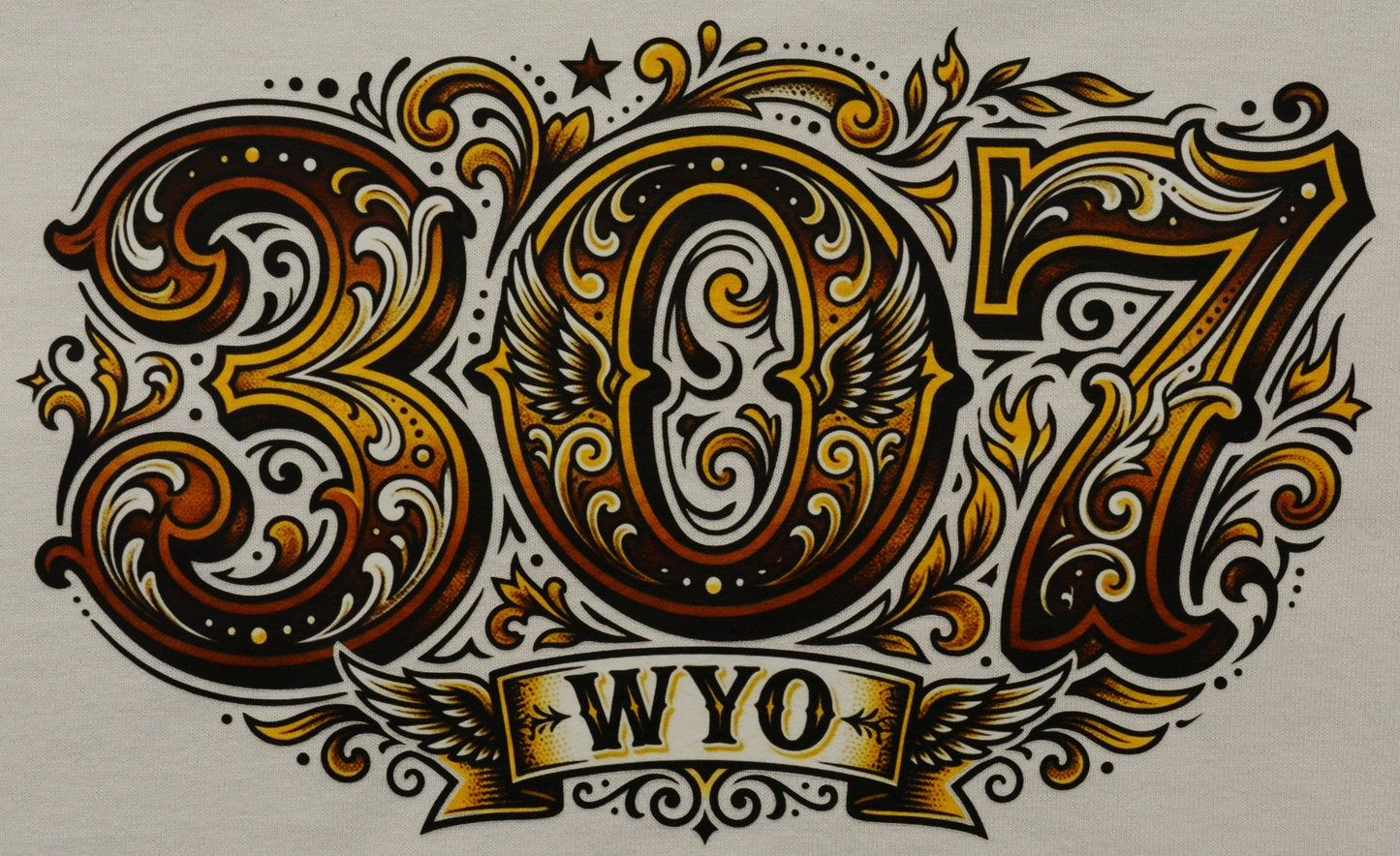 307 Wyoming short sleeve shirt – front view graphic tee